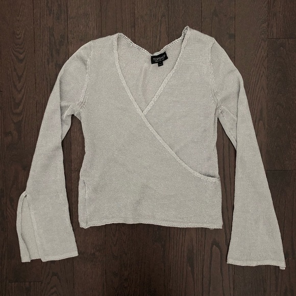 Topshop Silver Wrap Top - Picture 3 of 4